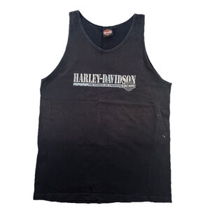 Harley Davidson Tank Top Mens Large Black Graphic Vintage Tee Made In USA